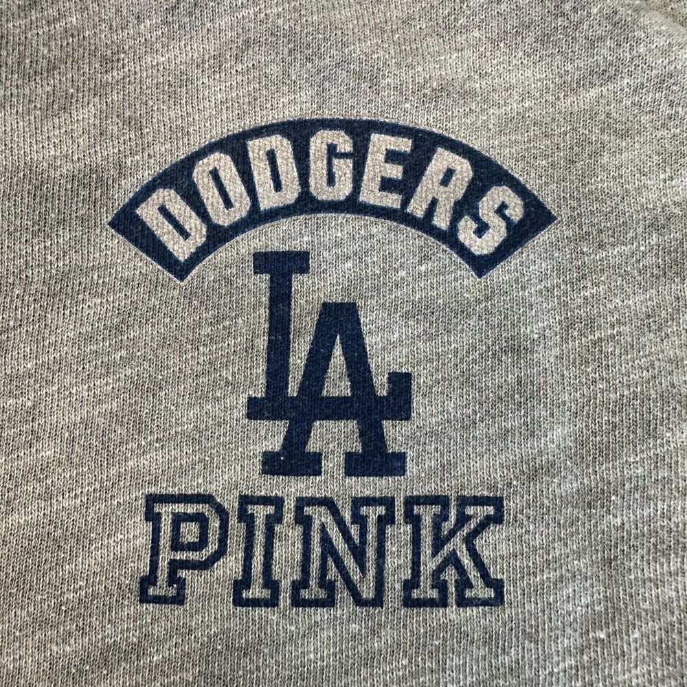 MLB Pink Victoria’s Secret Cropped Shoulder Cut-Out Gray Sweatshirt Dodgers XS